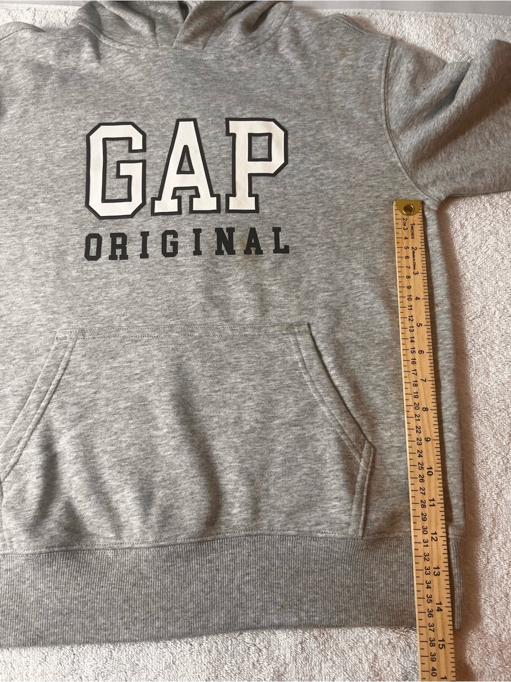 GAP Men's Hooded Sweatshirt in Heather Gray with Logo - Picture 6 of 7